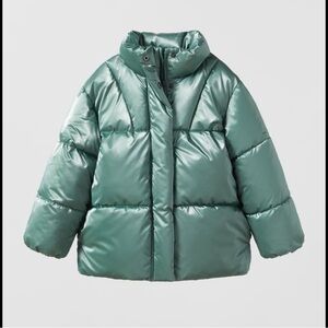 Zara Deep Green Kids Puffer Coat